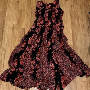 Floral Black and Red Maxi Dress